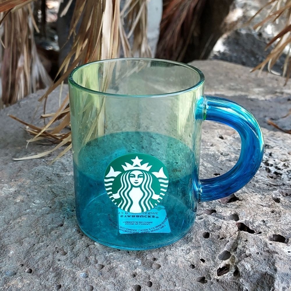 NEW Starbucks Transparent 2 Tone Glass Mug NWT